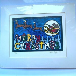 New in packaging print of Santa with reindeer with‎ “Merry Christmas “